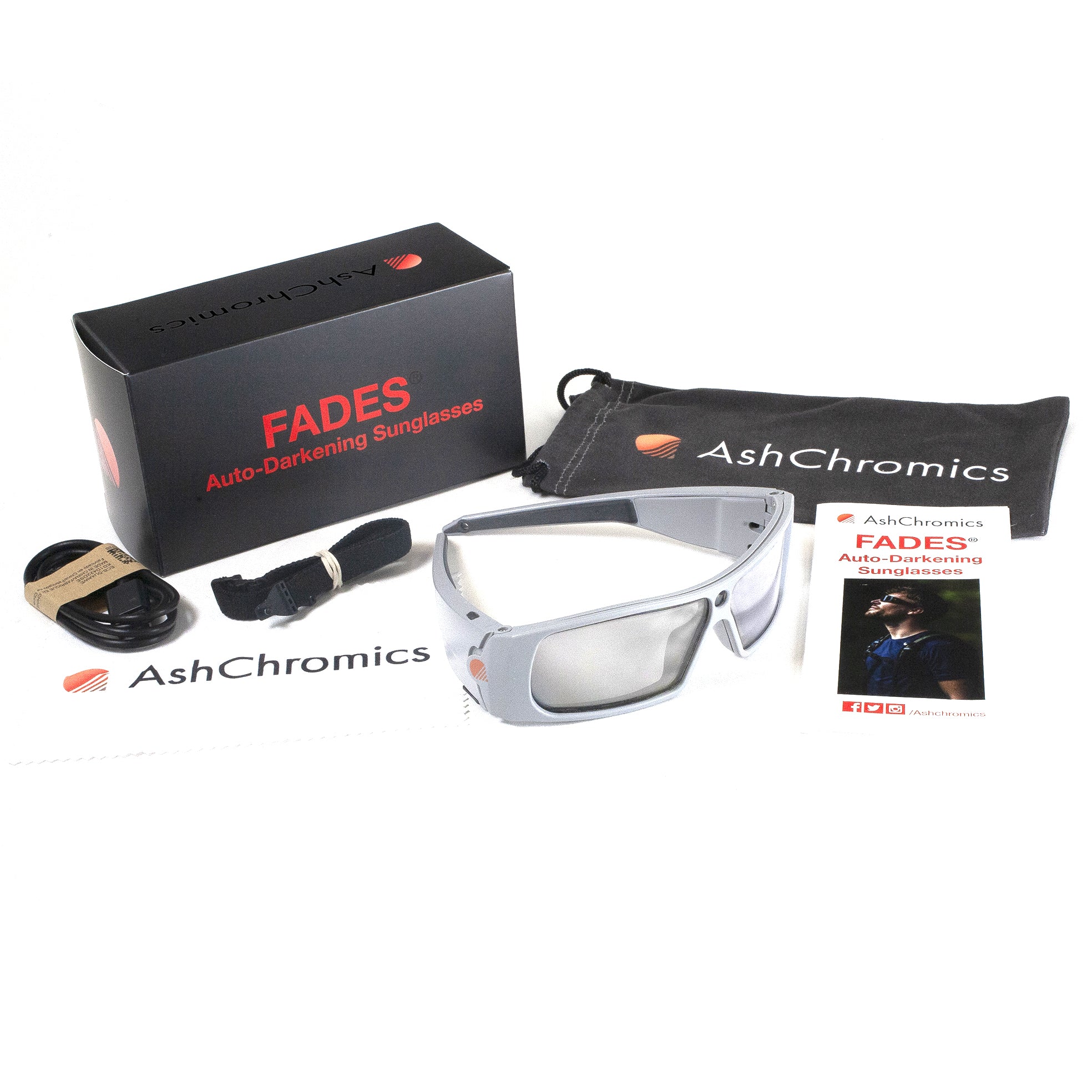 AshChromics Auto Darkening Biking Sunglasses Package